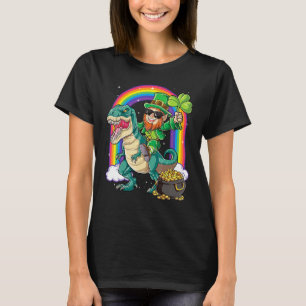 Leprechaun Riding Dinosaur St Patricks Day Boys Me T-Shirt