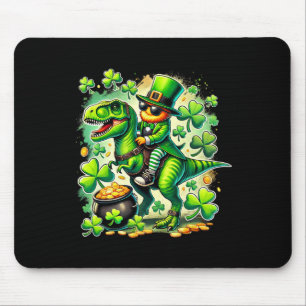 Leprechaun Riding T Rex Dinosaur St Pat Trex Patri Mouse Pad