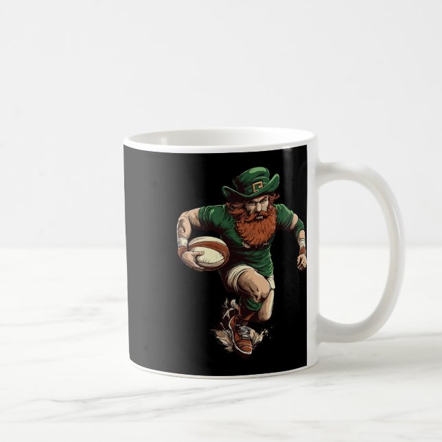 Leprechaun Rugby Funny Rugby Player St Patricks Da Coffee Mug (Right)