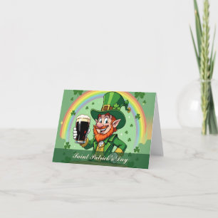 Leprechaun’s Cheers Beneath the Rainbow Thank You Card