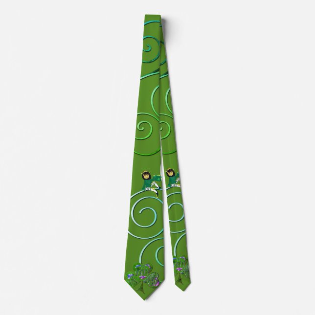 Leprechaun & Shamrocks Neck Tie (Front)