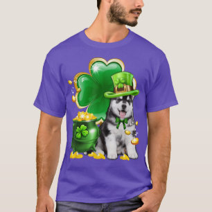 Leprechaun Siberian Husky Irish Shamrock Dog St Pa T-Shirt