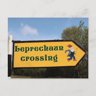 leprechaun sign post post card
