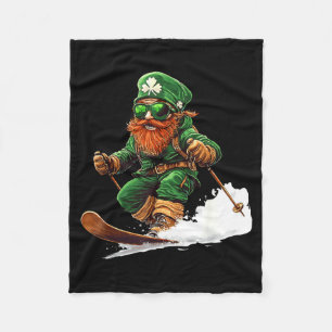 Leprechaun skiing skiing lovers skier st patricks fleece blanket