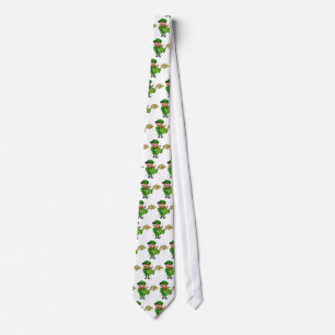 Leprechaun St. Patricks Day 4 leaf Clover Guitar Tie