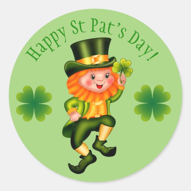 Leprechaun St Patrick's Day Classic Round Sticker (Front)
