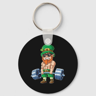 Leprechaun St Patricks Day Weightlifting Key Ring