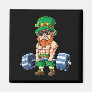 Leprechaun St Patricks Day Weightlifting Magnet