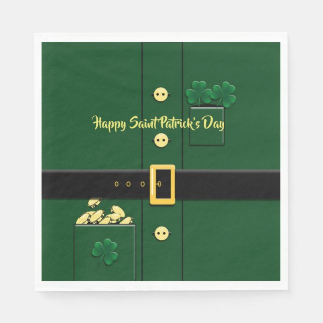 Leprechaun Suit St Patricks Day Party P Napkin (Front)