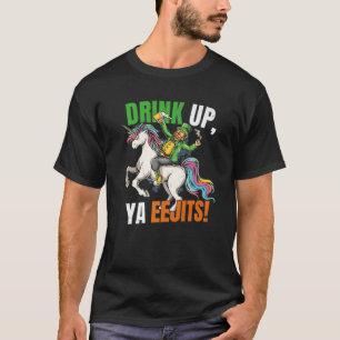 Leprechaun Unicorn Saint Patrick's Day Drink Up T-Shirt