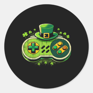 Leprechaun Video Game Controller St. Paddys Gamer Classic Round Sticker