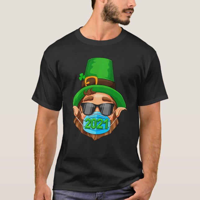 Leprechaun Wearing Mask Happy St Patrick S Day 202 T-Shirt (Front)