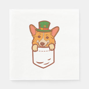 Leprechaun Welsh Corgi Pocket St Patricks Day Pet Napkin