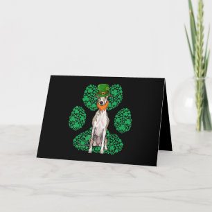 Leprechaun Whippet St Patricks Day Shamrock Paw Holiday Card