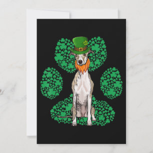 Leprechaun Whippet St Patricks Day Shamrock Paw Holiday Card