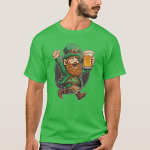 Leprechaun with beer mug on St Patrick’s day T-Shirt