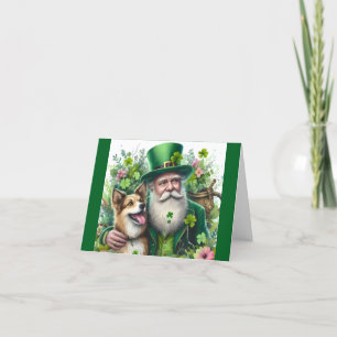 Leprechaun With Dog Greeting Card