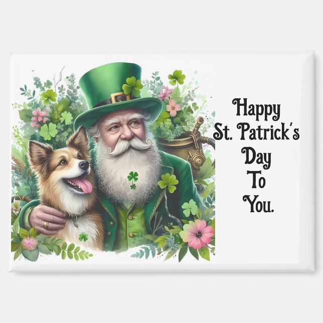 Leprechaun With Dog Magnet (Front)