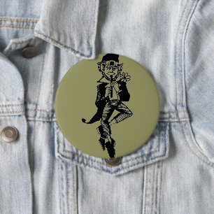 Leprechaun with Flute 10 Cm Round Badge