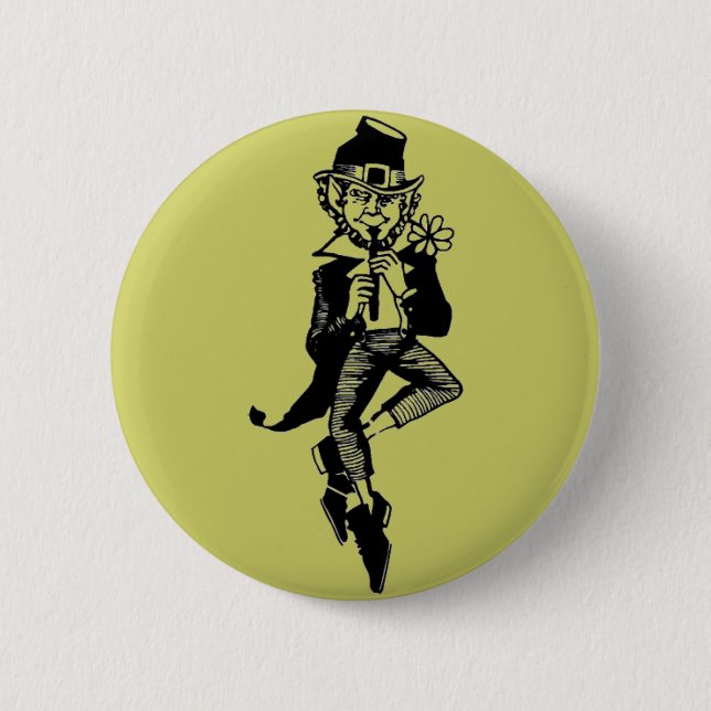 Leprechaun with Flute 6 Cm Round Badge (Front)