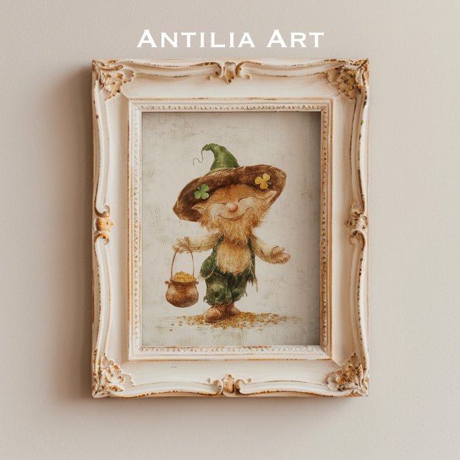 Leprechaun with Pot of Gold Painting St Patrick's Poster (Creator Uploaded)