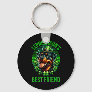 Leprechaun's Best Friend Rottweiler Dog St Patrick Key Ring