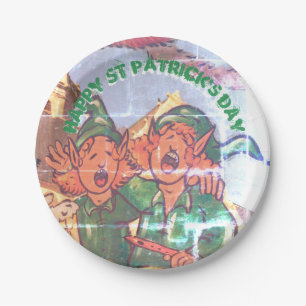 Leprechauns Decorated Window St Patrick Paper Plat Plate
