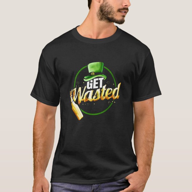 Leprechauns Hat Get Wasted With Beer On St Patrick T-Shirt (Front)