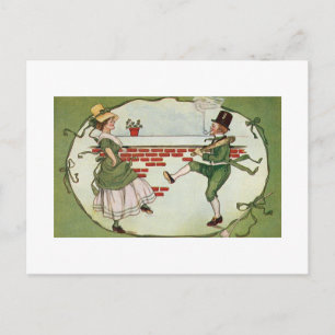 Leprechauns in love postcard