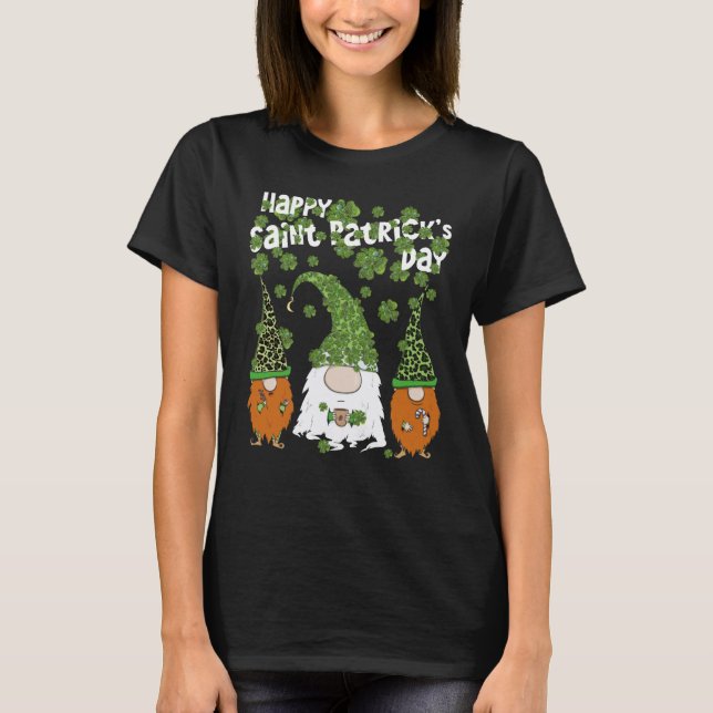 Leprechauns Leopard Shamrock Happy St Patricks Day T-Shirt (Front)