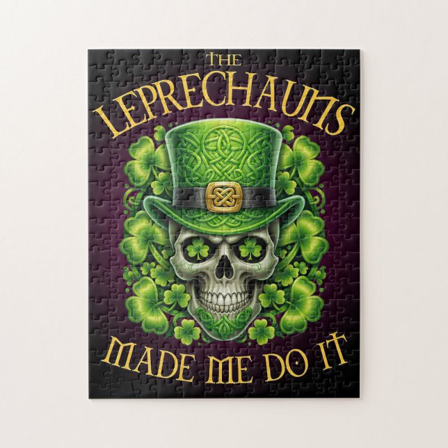 Leprechauns Made Me Do It Skull St Patrics Day Jigsaw Puzzle (Vertical)