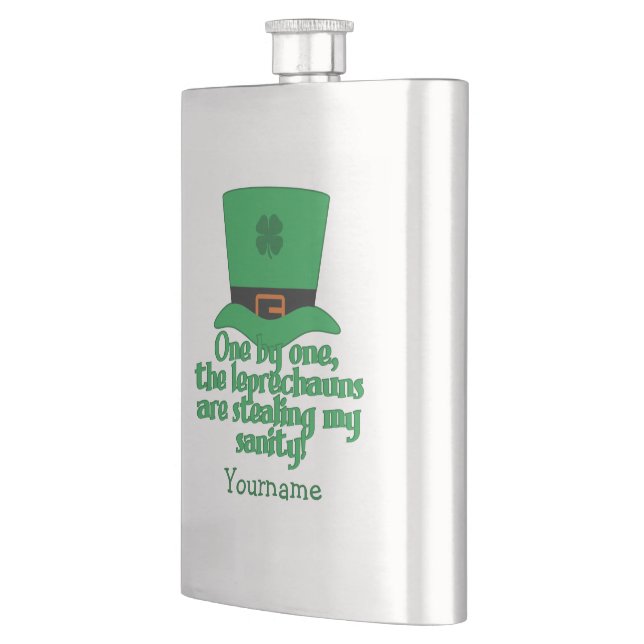 Leprechauns Stealing Sanity custom flask (Left)