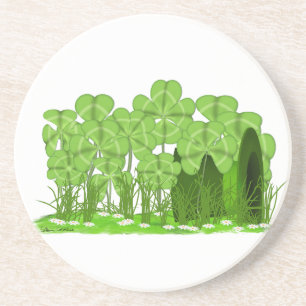 Leprechaun's Top Hat Lying in Field of Shamrocks Coaster