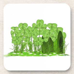 Leprechaun's Top Hat Lying in Field of Shamrocks Coaster