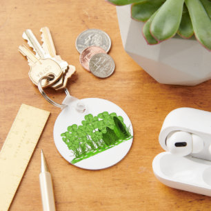 Leprechaun's Top Hat Lying in Field of Shamrocks Key Ring