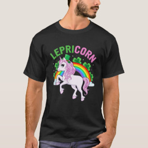 Leprecon Cute Unicorn St Patricks Days Girls Kids T-Shirt