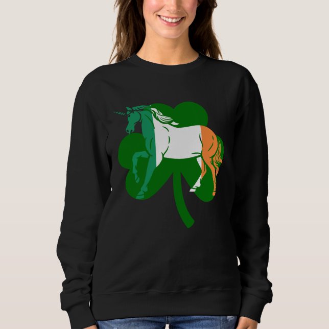 Lepricon Unicorn Horse Lucky Shamrock St Patricku2 Sweatshirt (Front)