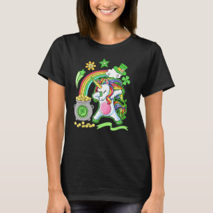 Lepricorn Leprechaun Dabbing Unicorn Girls St Patr T-Shirt