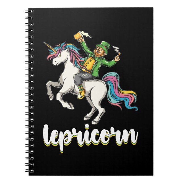 Lepricorn Leprechaun Unicorn St Patrick's Day Notebook (Front)