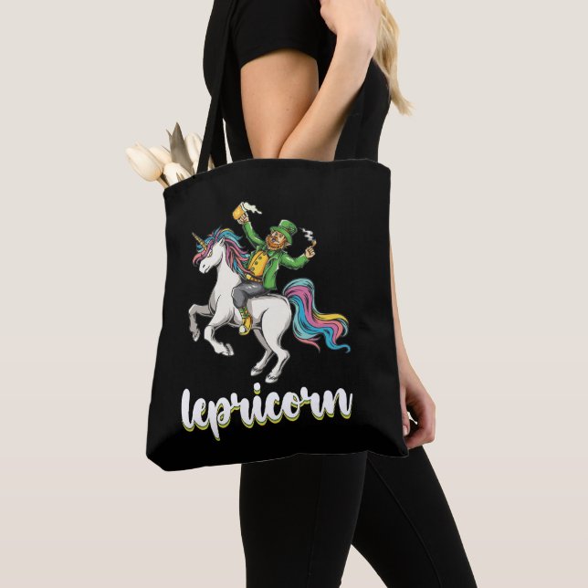 Lepricorn Leprechaun Unicorn St Patrick's Day Tote Bag (Close Up)
