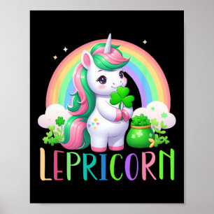 Lepricorn Rainbow St Patricks Day Unicorn Girls Ki Poster
