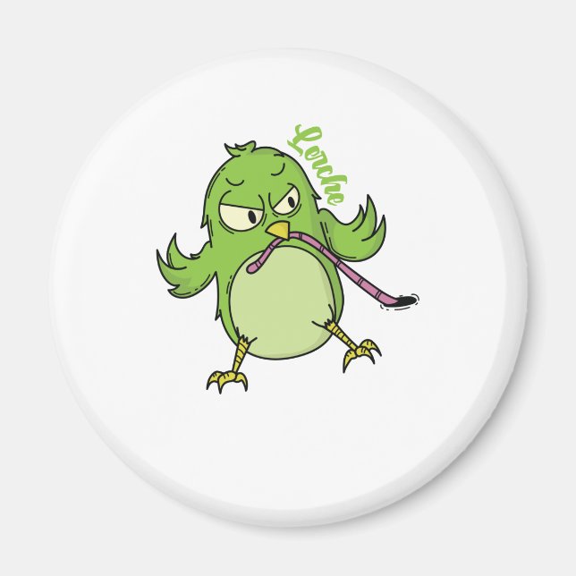 Lerche Schlaftyp Frühaufsteher Vogel fängt Wurm Magnet (Front)