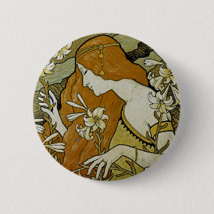 L'Ermitage Art Nouveau 6 Cm Round Badge