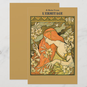 L'Ermitage French Nouveau Woman in Field of Flower Stationery