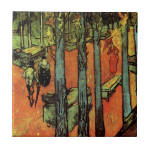 Les Alyscamps, Autumn Leaves by Vincent van Gogh Ceramic Tile