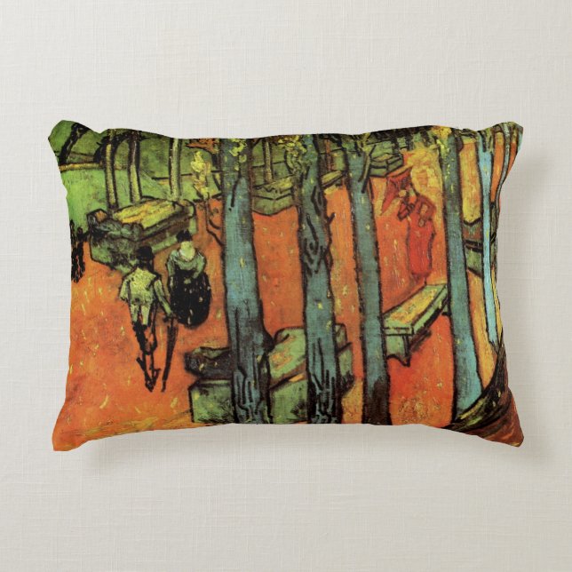 Les Alyscamps, Autumn Leaves by Vincent van Gogh Decorative Cushion (Front)