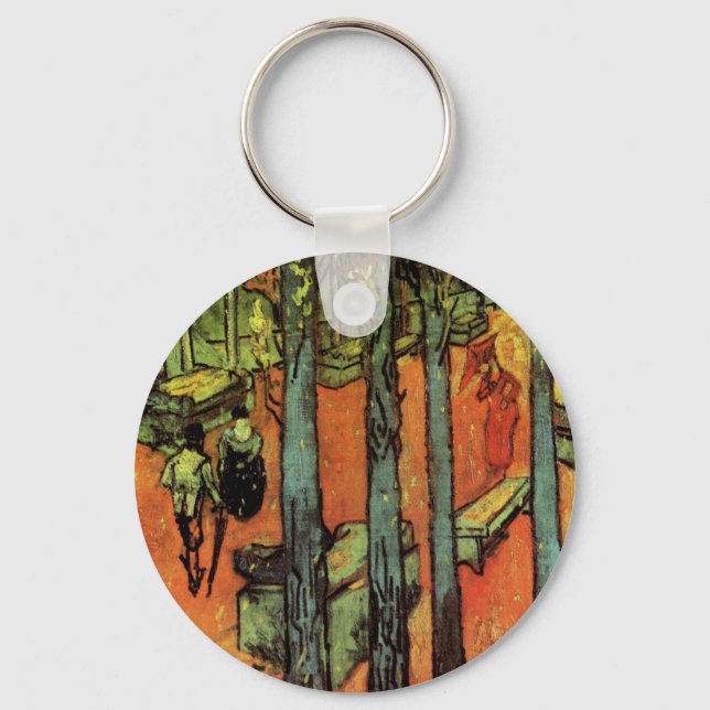 Les Alyscamps, Autumn Leaves by Vincent van Gogh Key Ring (Front)