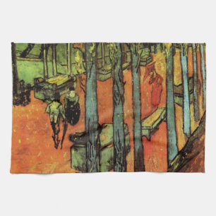 Les Alyscamps, Autumn Leaves by Vincent van Gogh Tea Towel