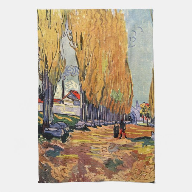Les Alyscamps (Cemetery) by Vincent van Gogh Tea Towel (Vertical)