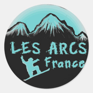 Les Arcs France artistic skier Classic Round Sticker